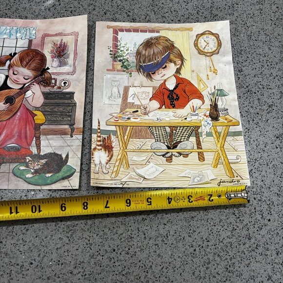 2 Vintage 1970s D.A.C. LITTLE WORKERS JANDRO USA Litho Art Prints Art Kids - Picture 7 of 7